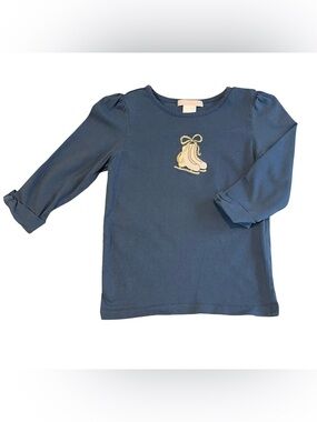 Janie and Jack Lavish & Luxe Girls Navy Long-Sleeve Top with Ice Skates 5